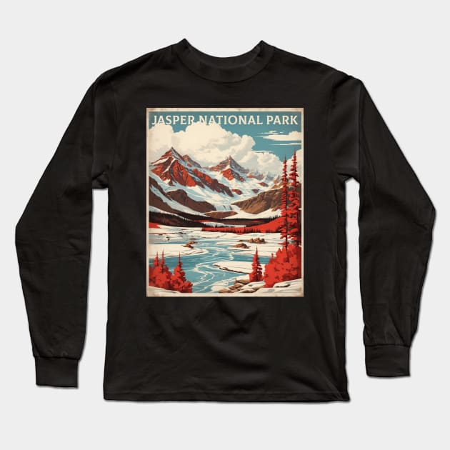 Jasper National Park Canada Vintage Poster Tourism Long Sleeve T-Shirt by TravelersGems